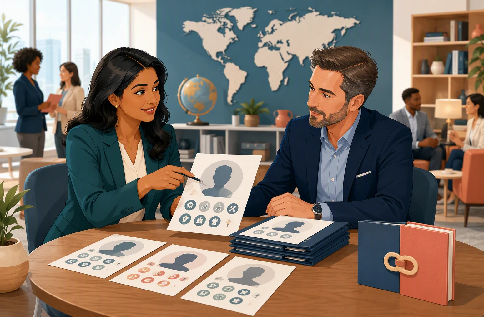 Local recruiter and US hiring manager collaborate on candidate profiles