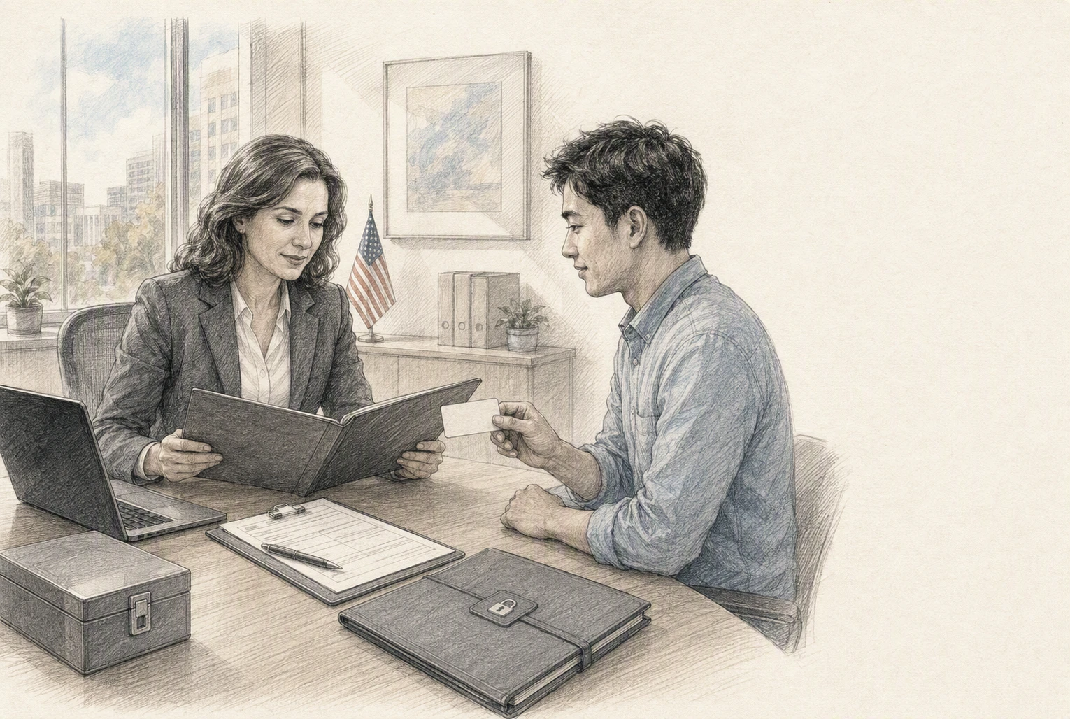 HR manager verifies I-9 documents with international hire