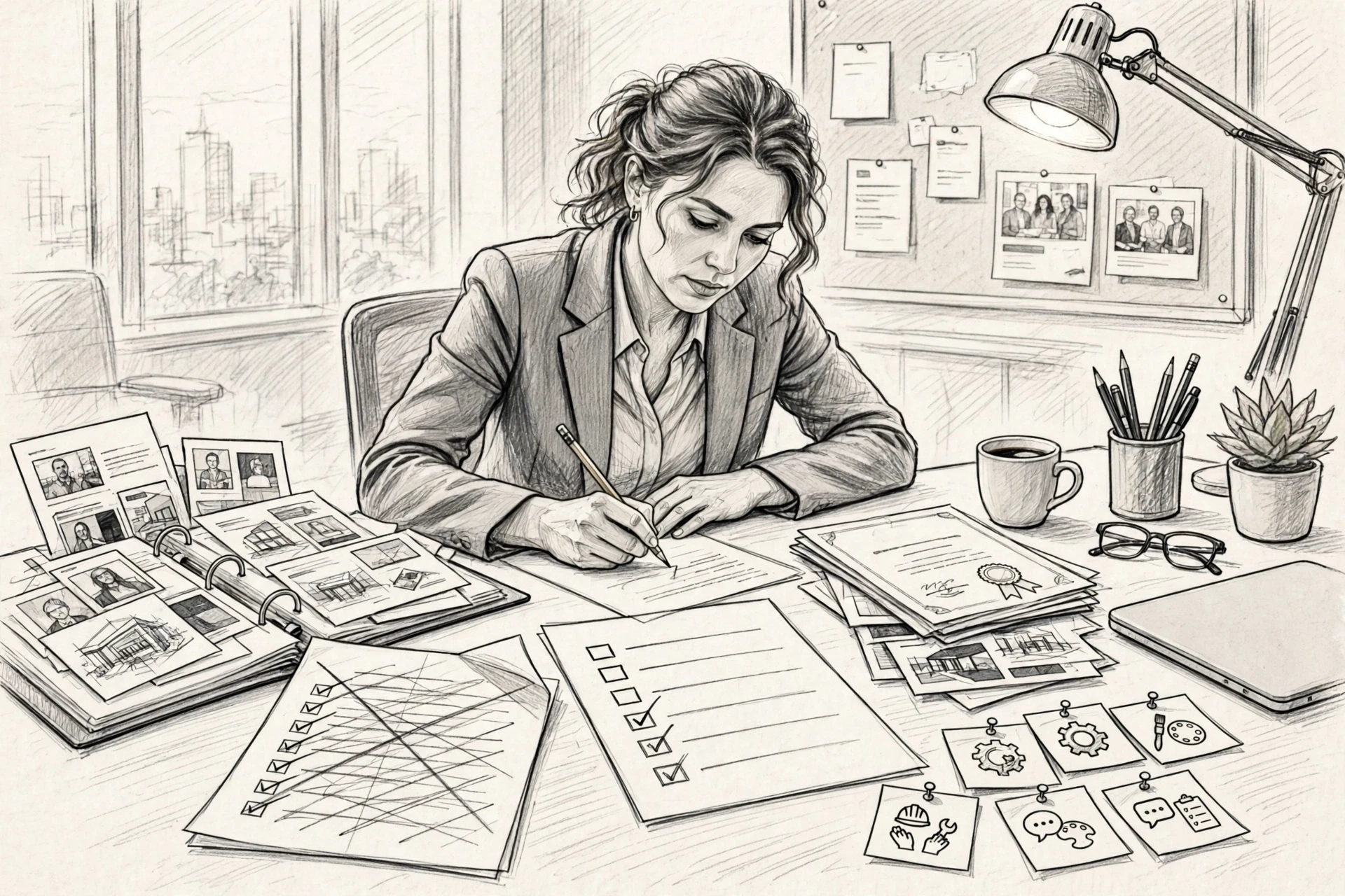 Recruiter rewriting job brief into skills checklist