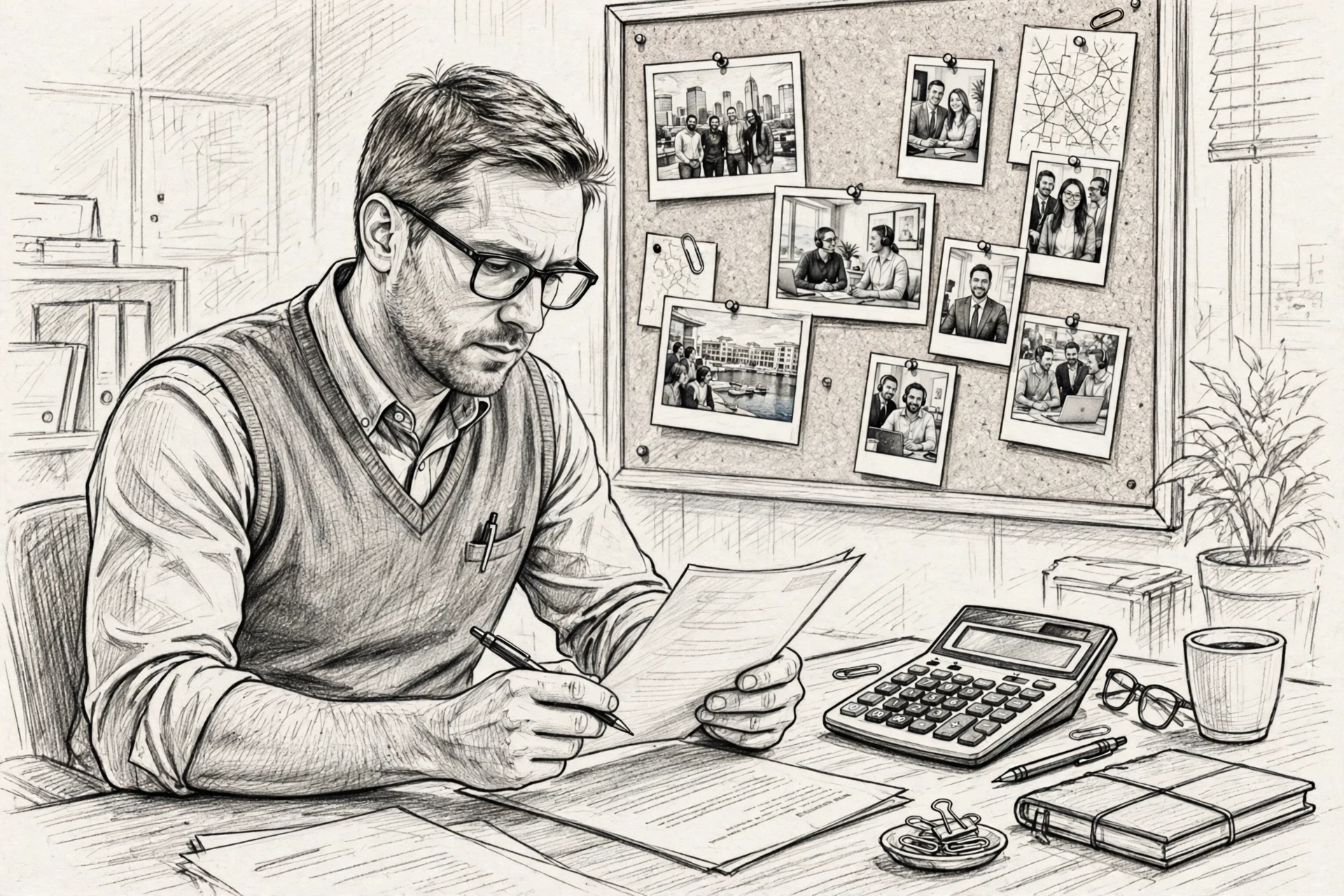 Finance lead reviewing staffing quote with calculator