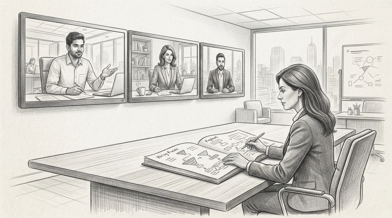 Global team lead coordinates local recruiters via video